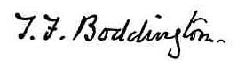 Signature of Thomas Francis Boddington, b.1838
